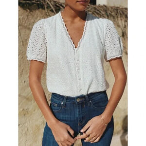 Bertie White Eyelet Lace Blouse